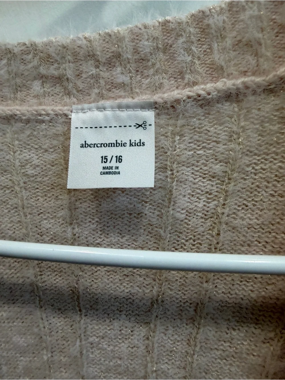 abercrombie kids Cream Open-Front Fuzzy Cardigan Size 15/16